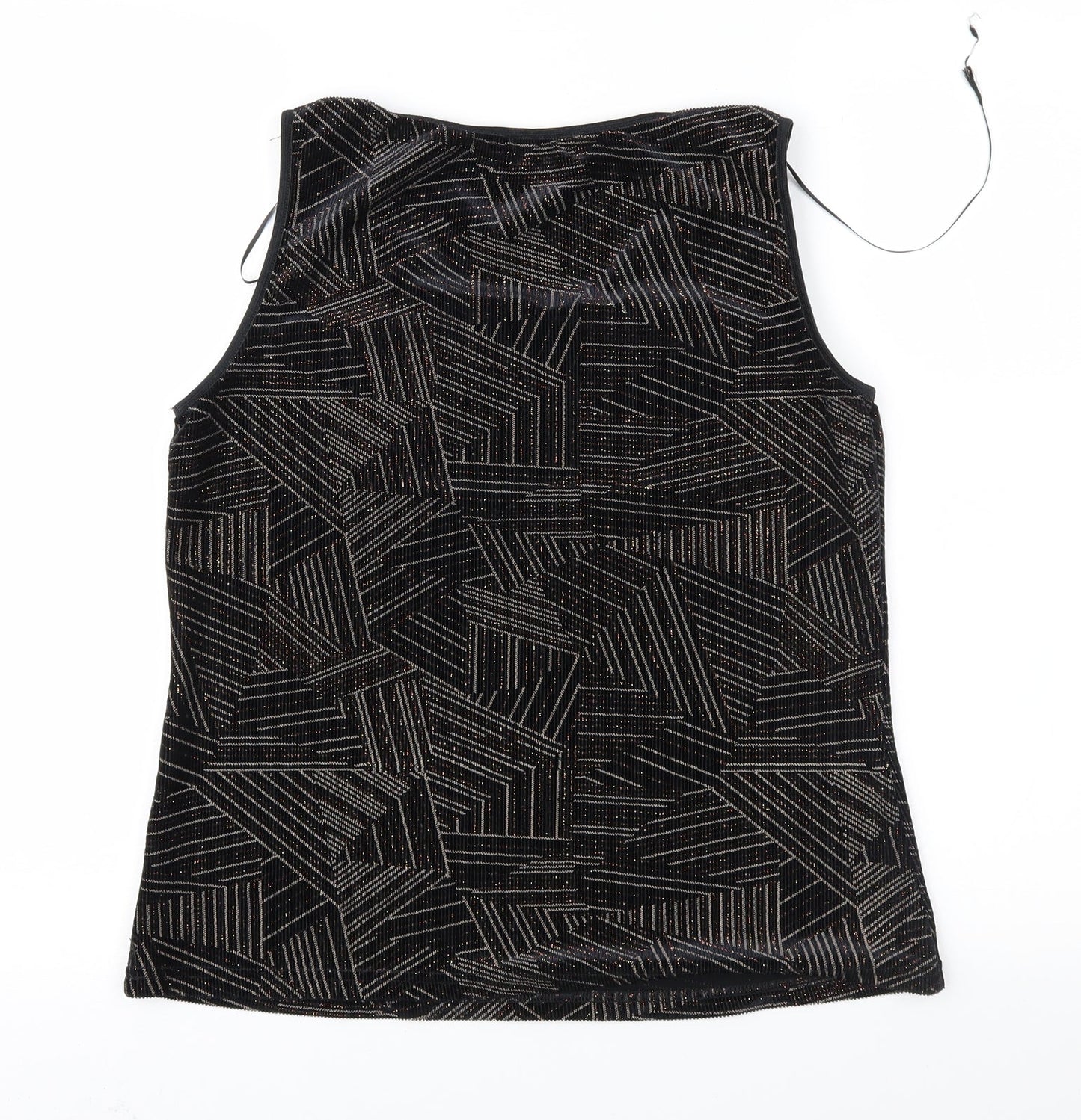 Roman Womens Black Geometric  Basic Blouse Size S
