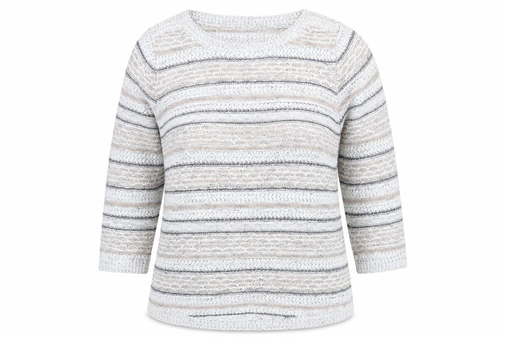 Bonmarché Womens Grey Striped Pullover Jumper Size L