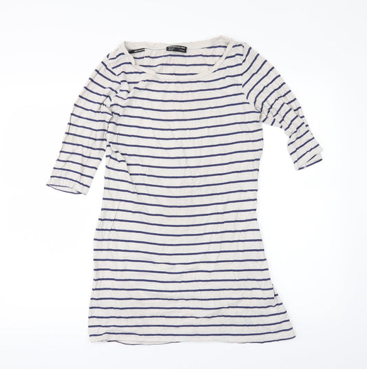 Warehouse Womens Beige Striped  Basic T-Shirt Size 10