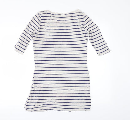 Warehouse Womens Beige Striped  Basic T-Shirt Size 10