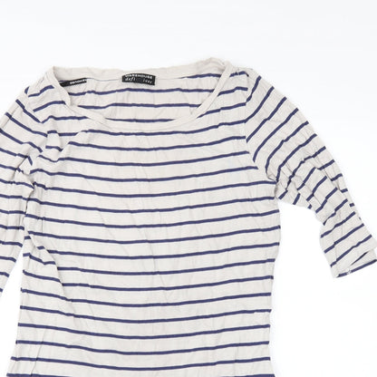 Warehouse Womens Beige Striped  Basic T-Shirt Size 10