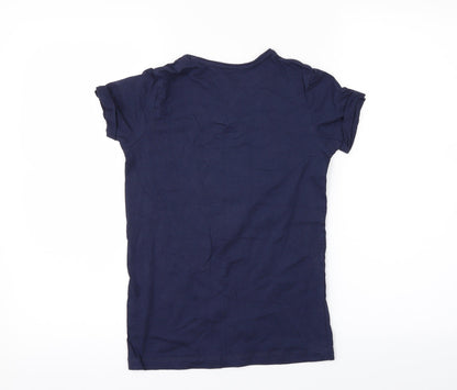 Preloved Primark Girls Blue   Basic T-Shirt Size 10-11 Years  - Unicorn - Back