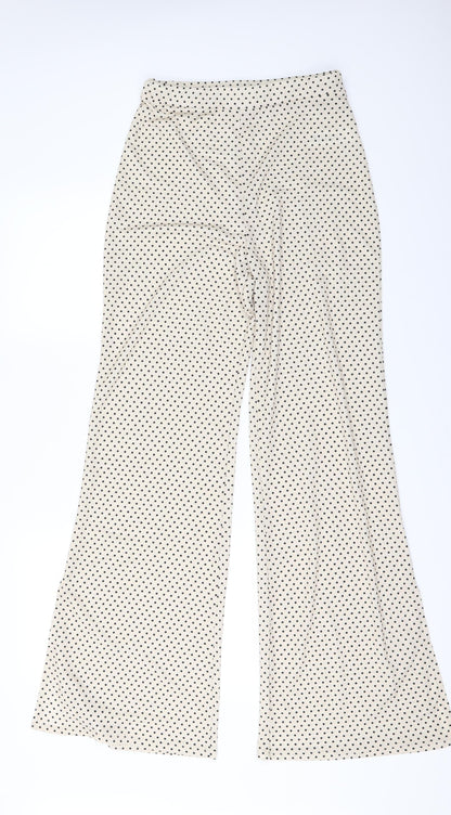 ASOS Womens Ivory Polka Dot  Trousers  Size 8 L31 in - Split down side