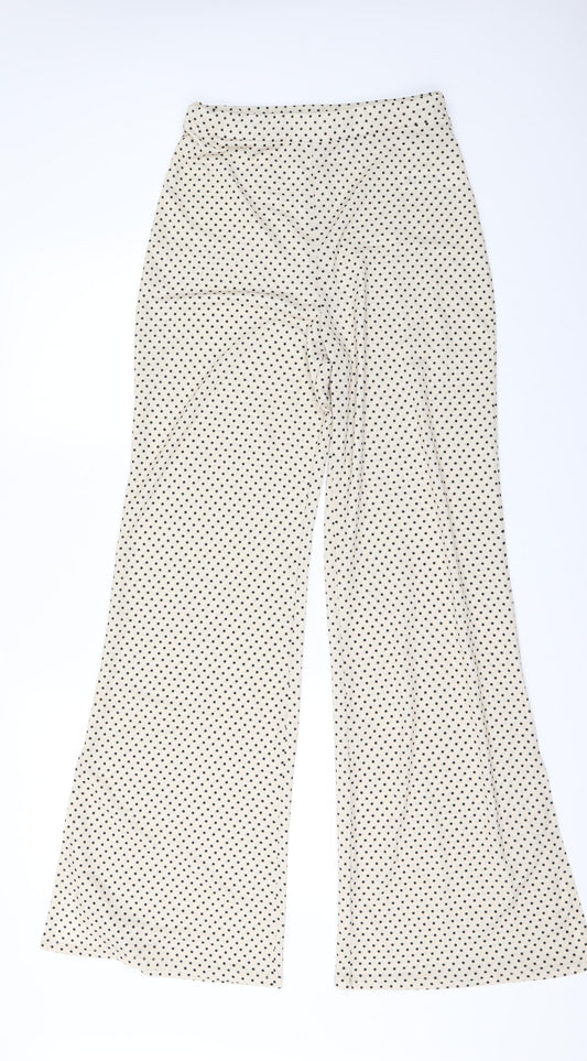 ASOS Womens Ivory Polka Dot  Trousers  Size 8 L31 in - Split down side