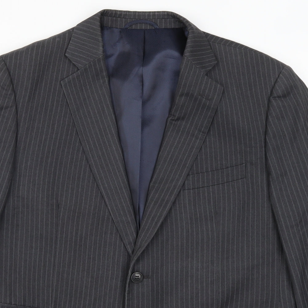 Jack Reid Mens Grey Striped  Jacket Suit Jacket Size 42