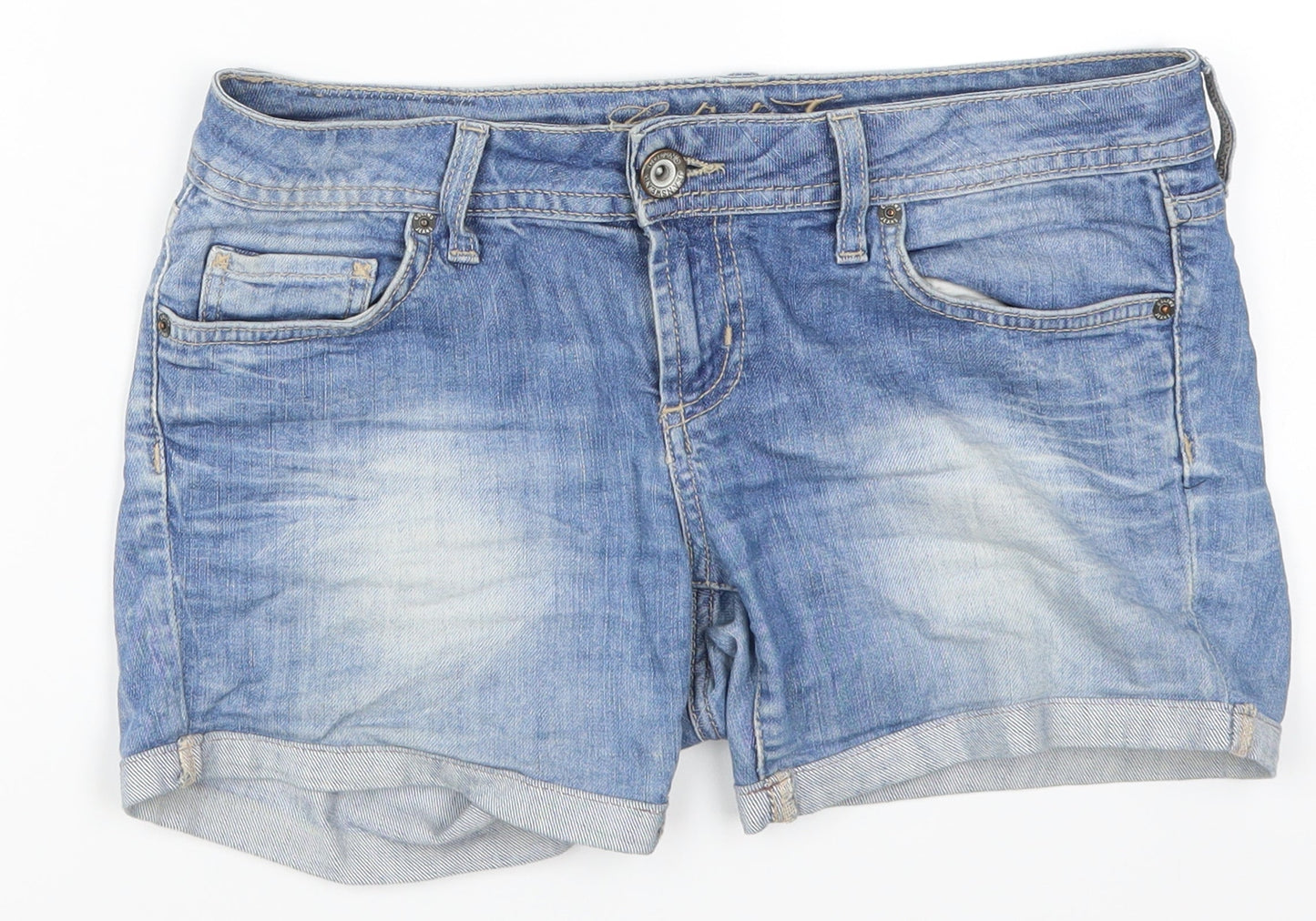 Colins Womens Blue  Denim Hot Pants Shorts Size 28 in
