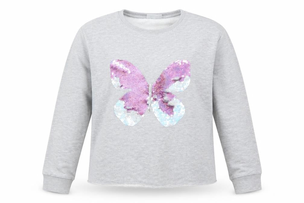 Matalan Girls Grey   Pullover Sweatshirt Size 12 Years  - Butterfly