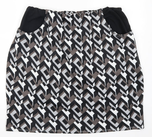Polka Got Womens Grey Geometric  A-Line Skirt Size 36