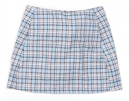 Preworn Womens Blue Check  A-Line Skirt Size XS