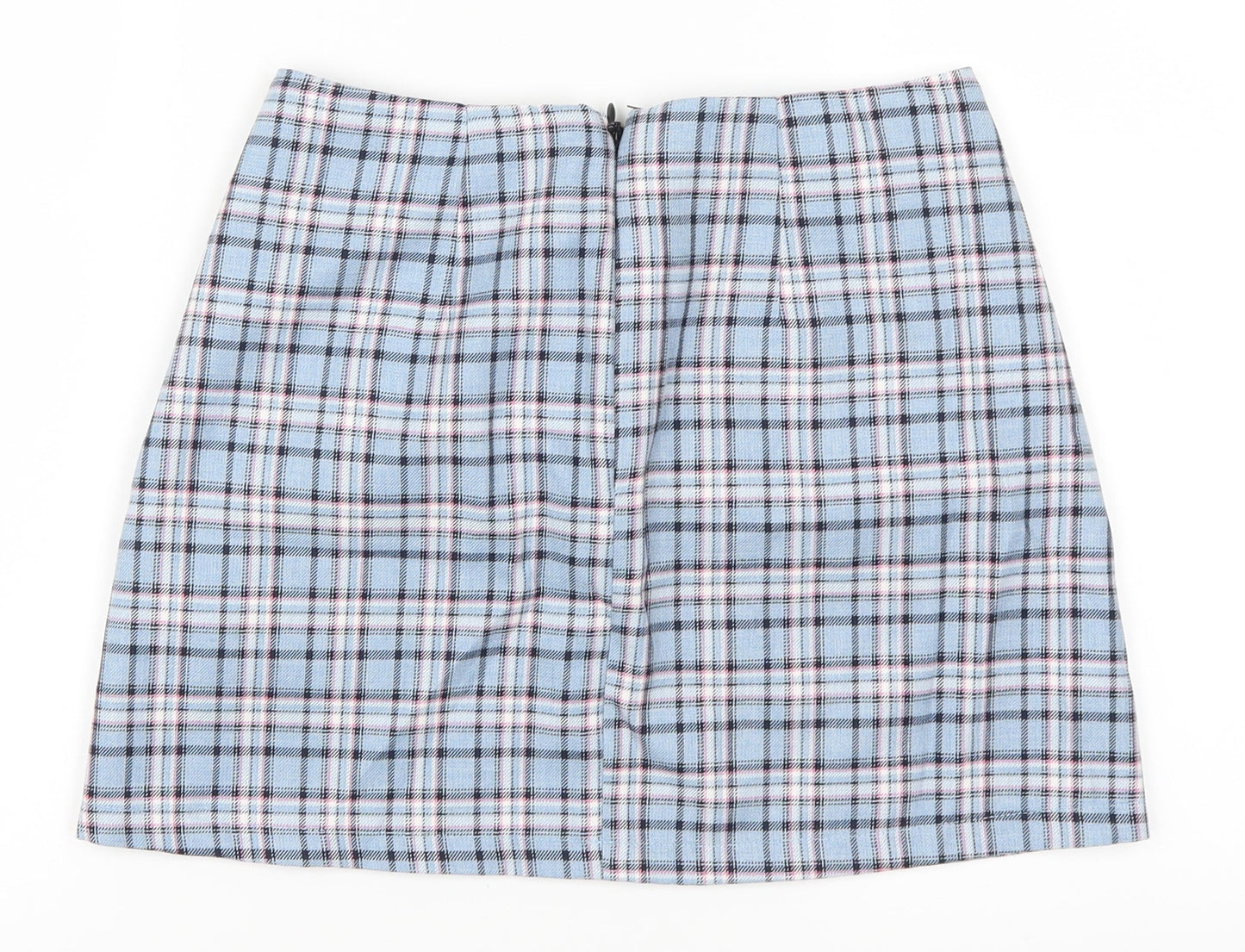 Preworn Womens Blue Check  A-Line Skirt Size XS