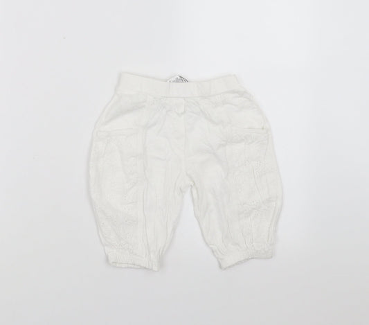 NEXT Girls White    Trousers Size 9-12 Months  - crochet detail