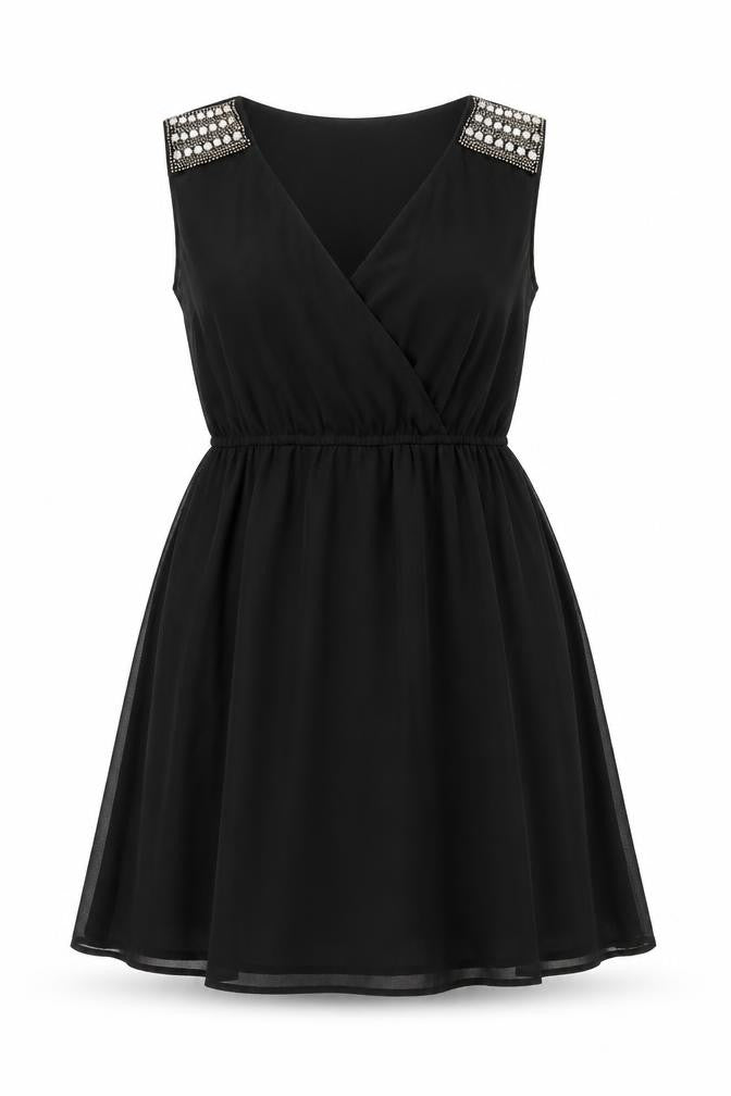 Clockhouse Womens Black   Fit & Flare  Size 12  - beaded shoulder