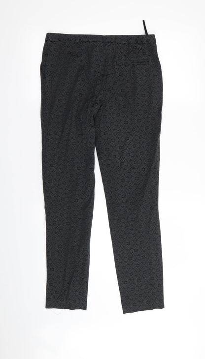 Primark Womens Black Floral  Trousers  Size 8 L29 in