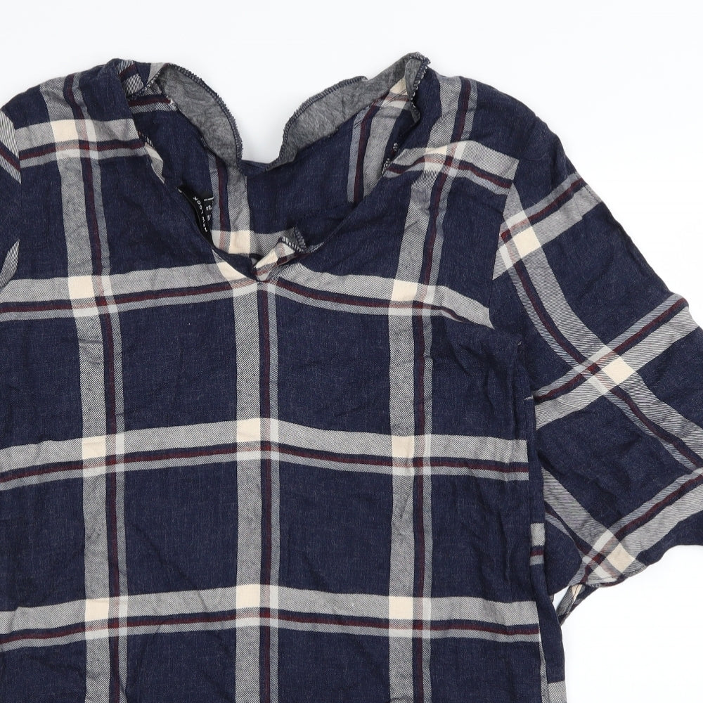 New Look Womens Blue Check  Fit & Flare  Size 10