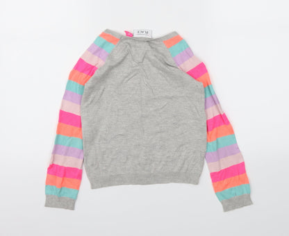 Place Girls Grey Striped  Pullover Jumper Size 5 Years