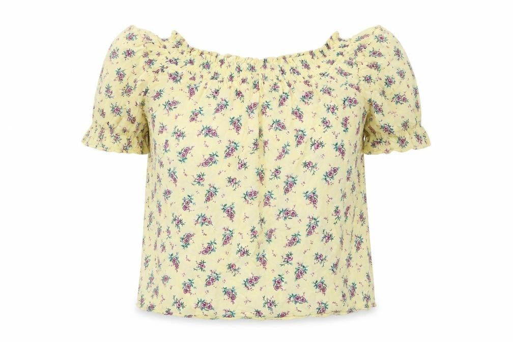New Look Womens Yellow Floral  Basic T-Shirt Size 8