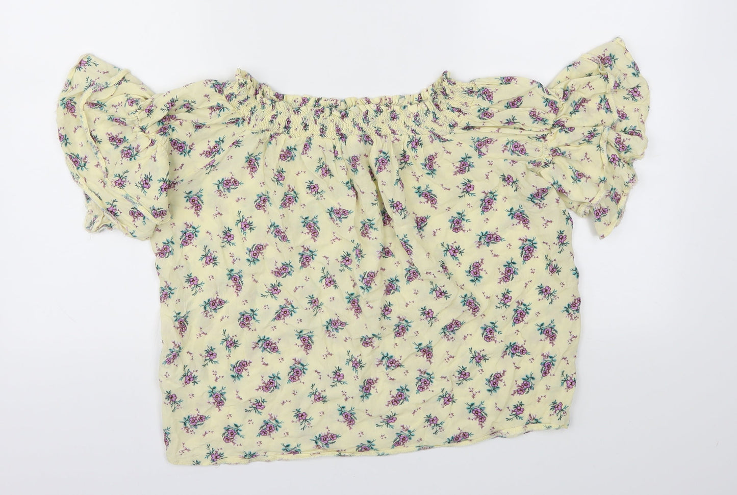 New Look Womens Yellow Floral  Basic T-Shirt Size 8