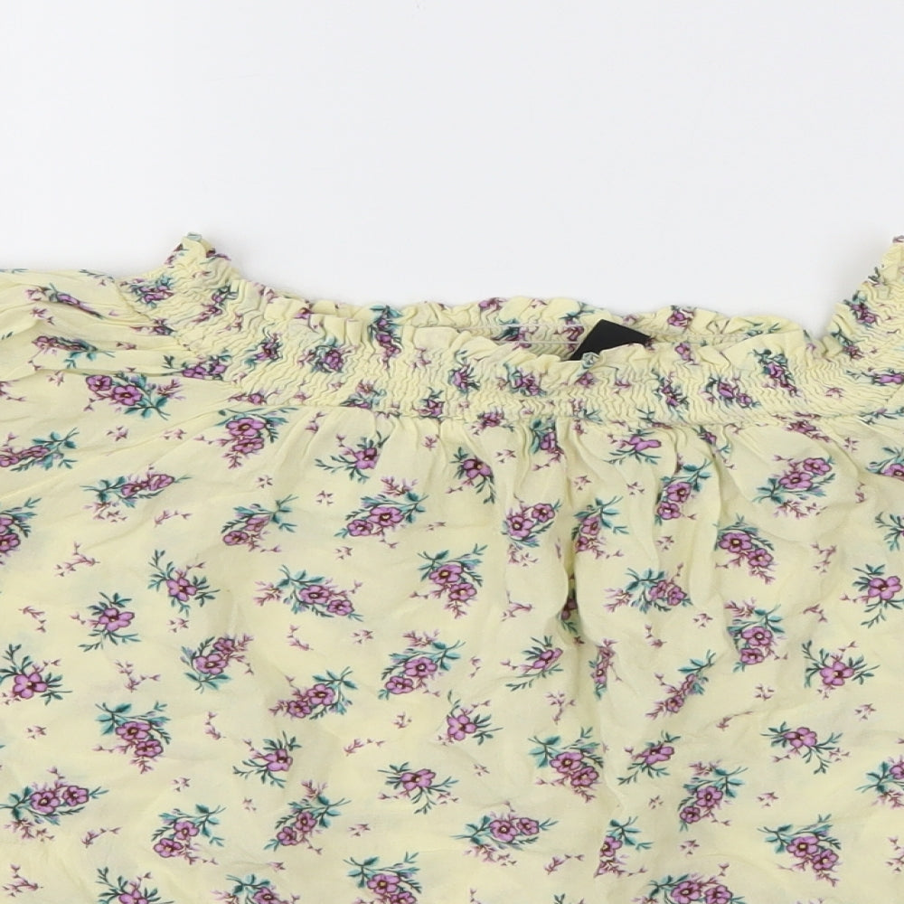 New Look Womens Yellow Floral  Basic T-Shirt Size 8