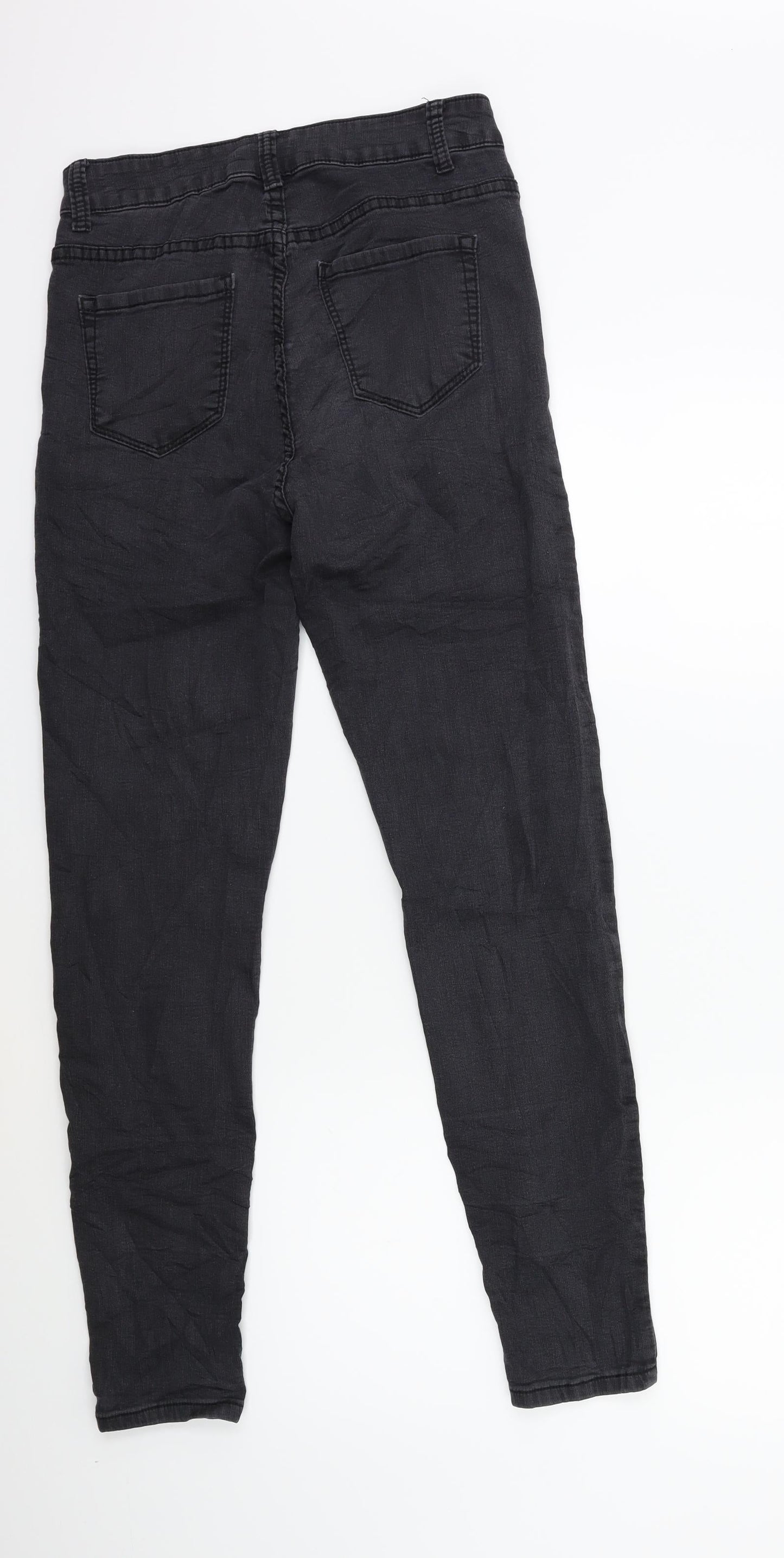 Preworn Womens Grey  Denim Skinny Jeans Size 14 L28 in