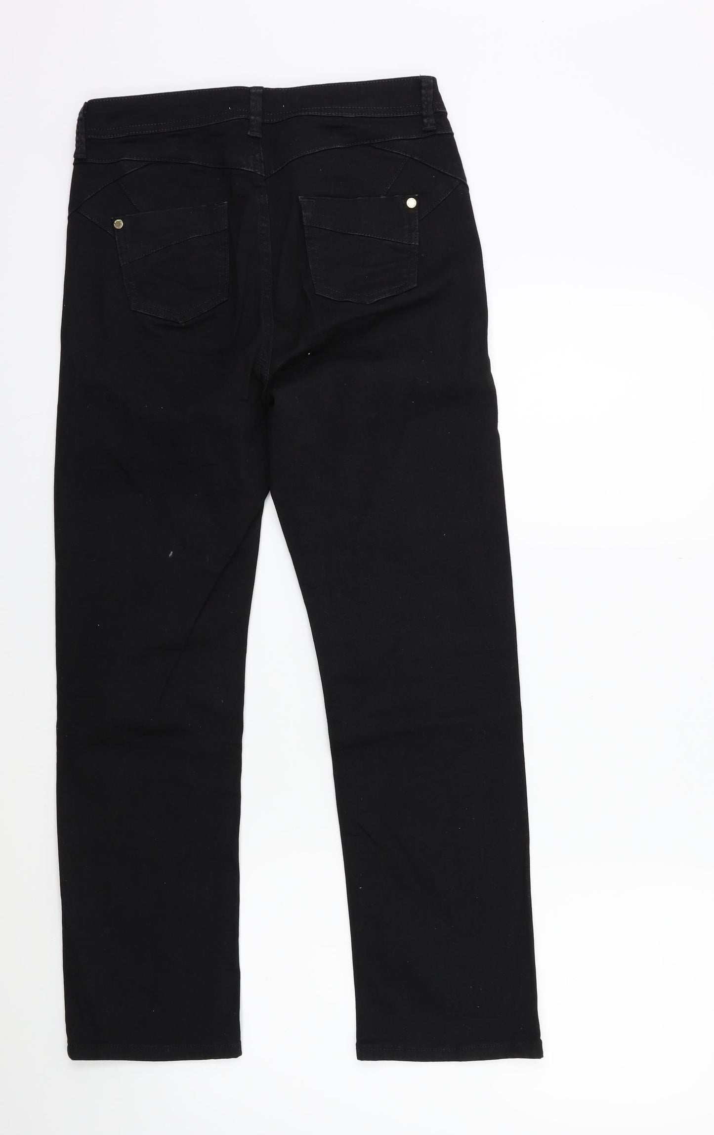 Preworn Womens Black  Denim Straight Jeans Size 26 in L25 in
