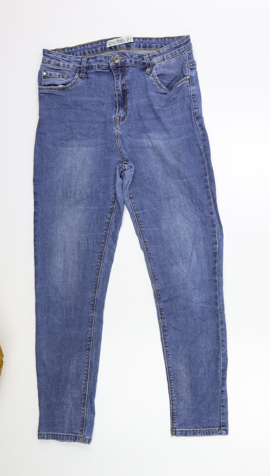 SHINY DESIGN Womens Blue  Denim Straight Jeans Size 14 L27 in