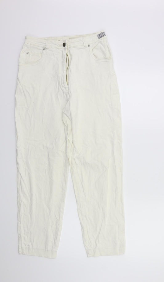 Preloved John Lewis Womens White  Denim Mom Jeans Size 28 in L27 in - Front