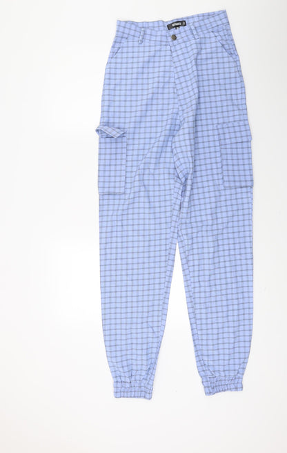 Missguided Womens Blue Check  Trousers  Size 8 L30 in