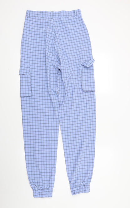 Missguided Womens Blue Check  Trousers  Size 8 L30 in