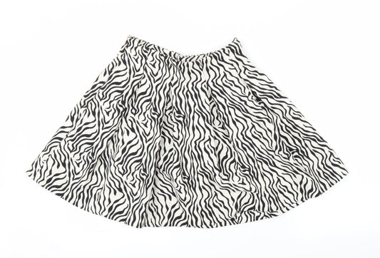 H&M Womens White Animal Print  A-Line Skirt Size 8