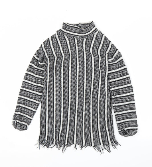 Topshop Womens Black Striped  Pullover Jumper Size 8