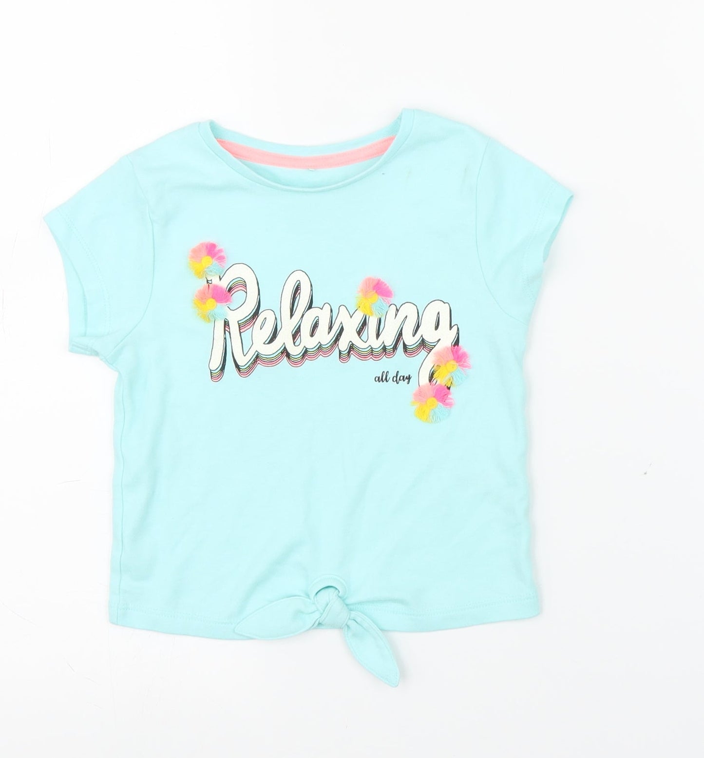 George Girls Blue   Basic T-Shirt Size 5-6 Years