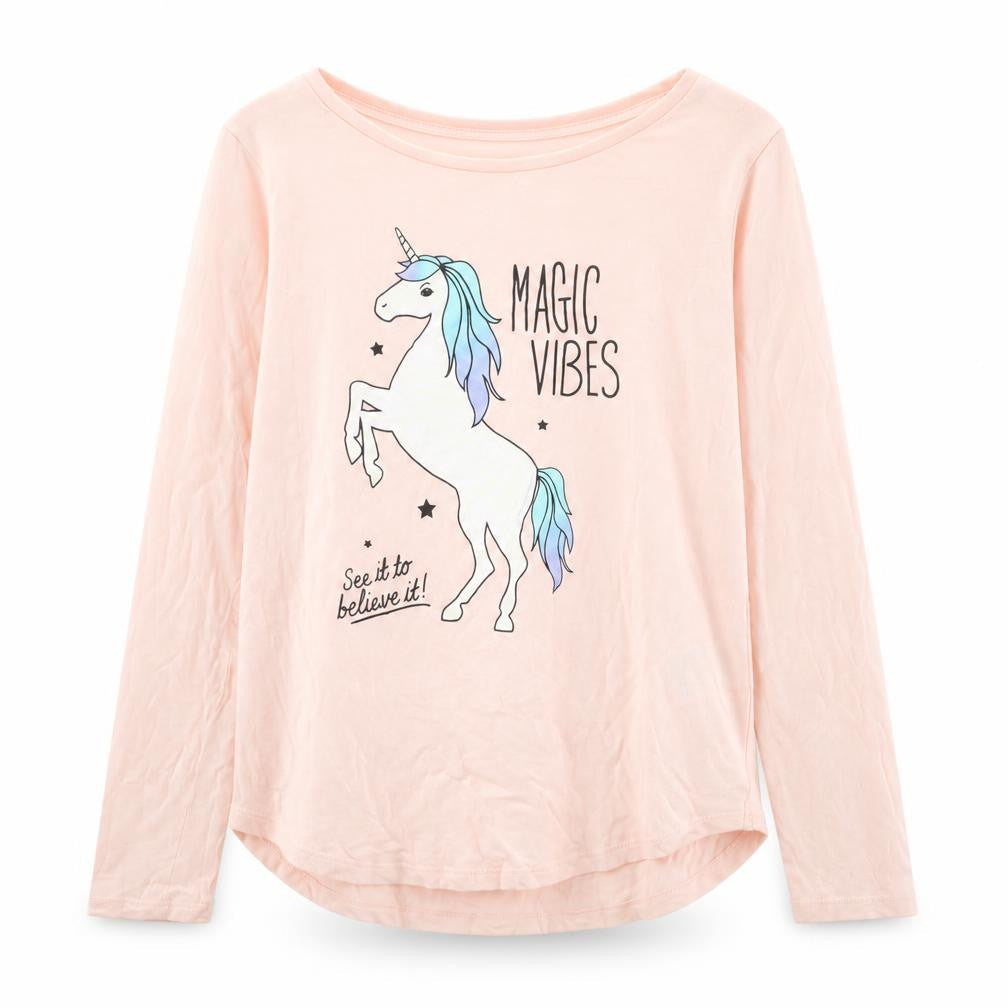 H&M Girls Pink   Basic T-Shirt Size 11 Years  - Unicorn