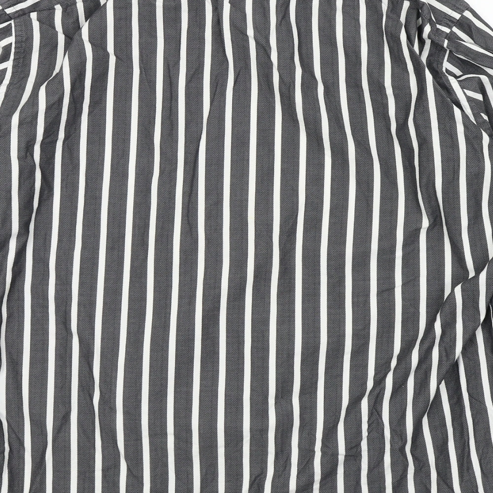 M&S Mens Grey Striped   Button-Up Size 44