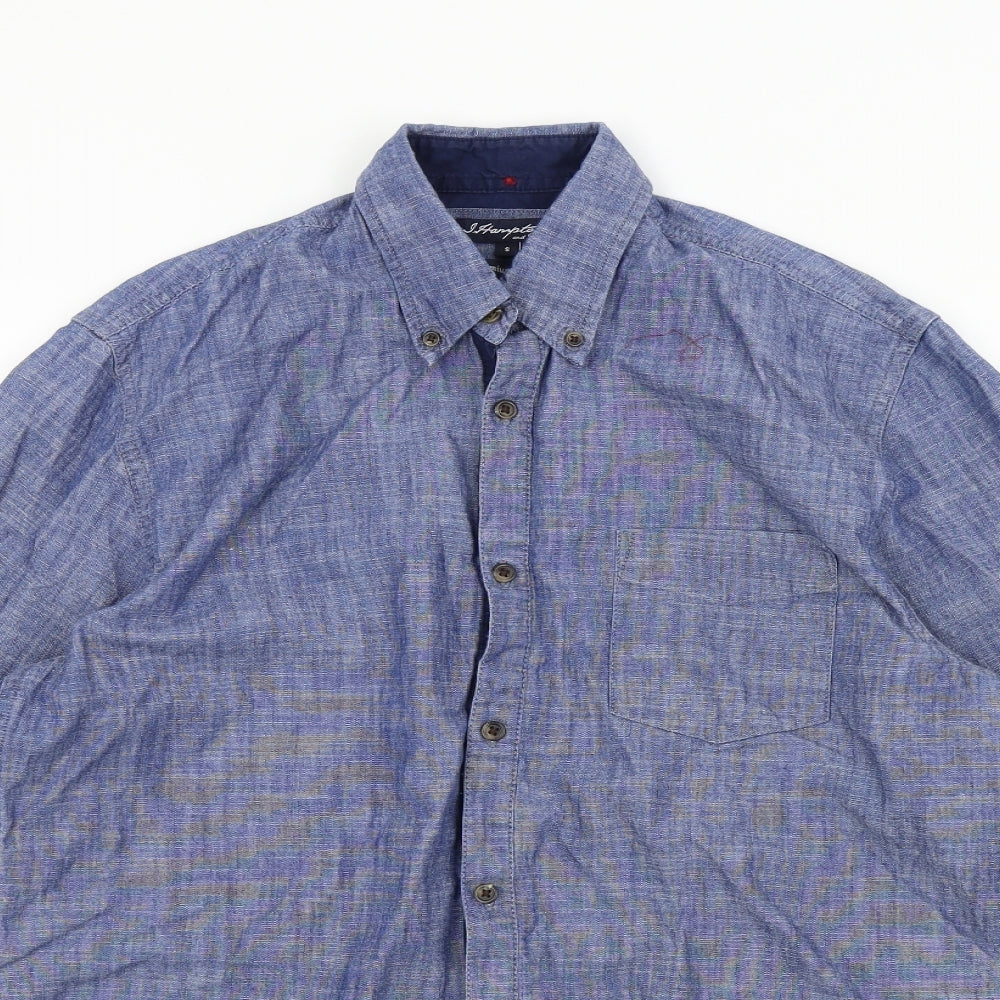 j.hampton Mens Blue Colourblock   Button-Up Size S