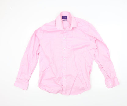 Preloved guthrie & valentine Mens Pink Colourblock   Button-Up Size L - Front