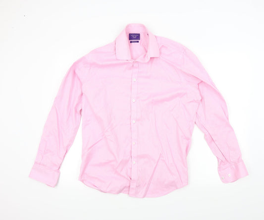 guthrie & valentine Mens Pink Colourblock   Button-Up Size L