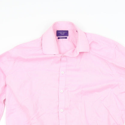 Preloved guthrie & valentine Mens Pink Colourblock   Button-Up Size L - Detail