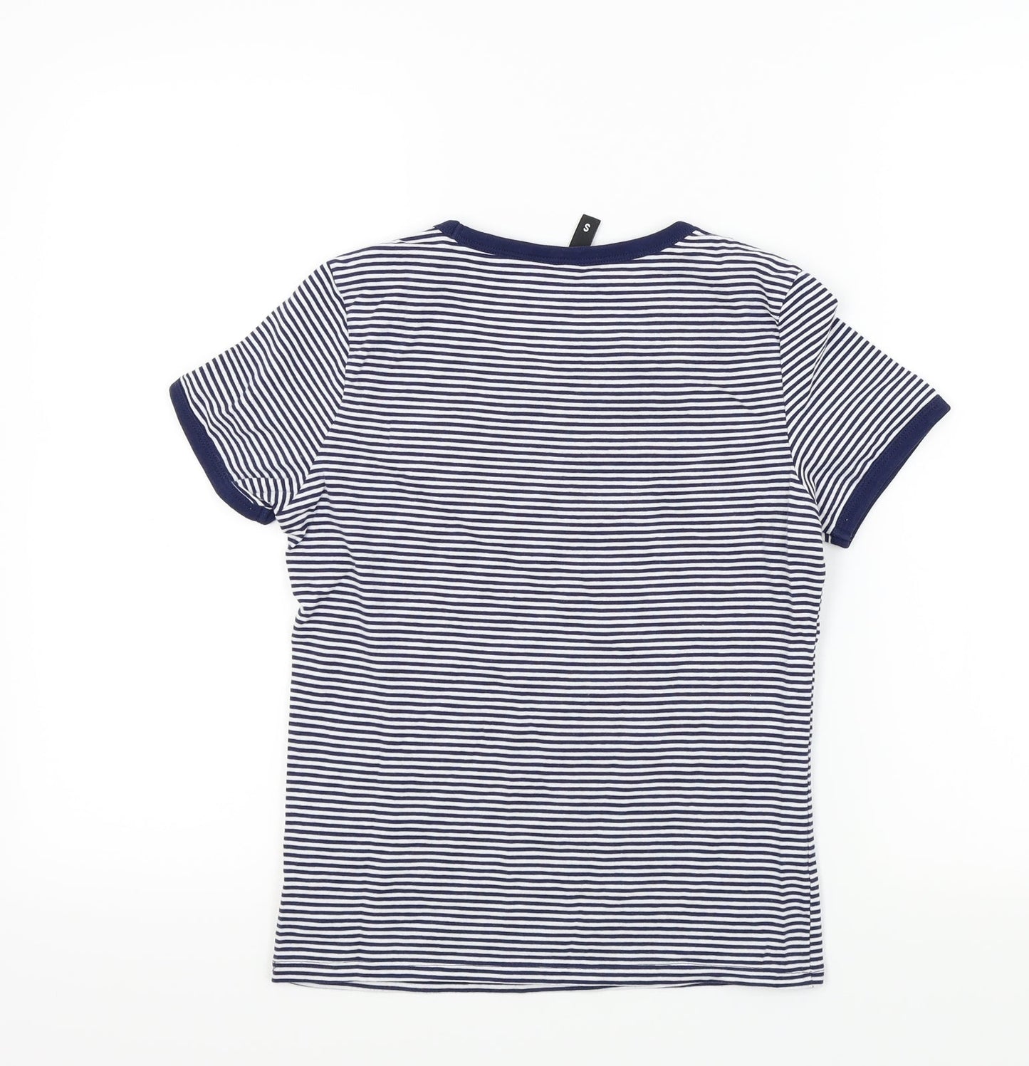Divided Womens Blue Striped  Basic T-Shirt Size S