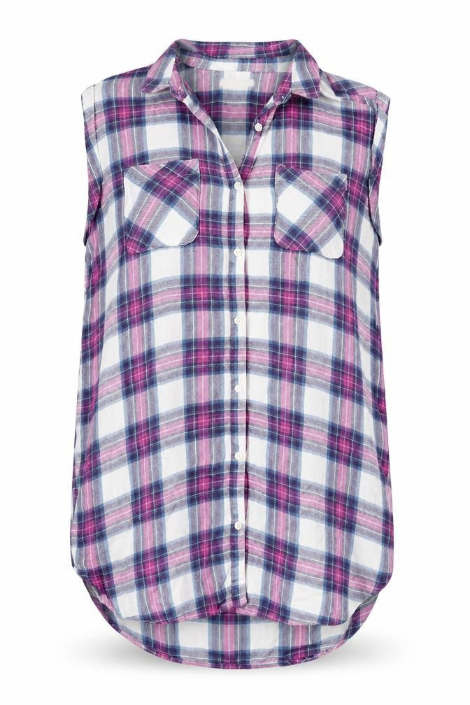 Papaya Womens Blue Check  Basic Button-Up Size 10