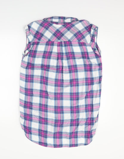 Papaya Womens Blue Check  Basic Button-Up Size 10
