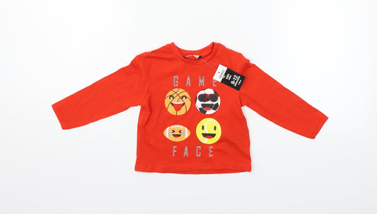 PEP & cO Boys Red   Basic T-Shirt Size 9-12 Months  - game face
