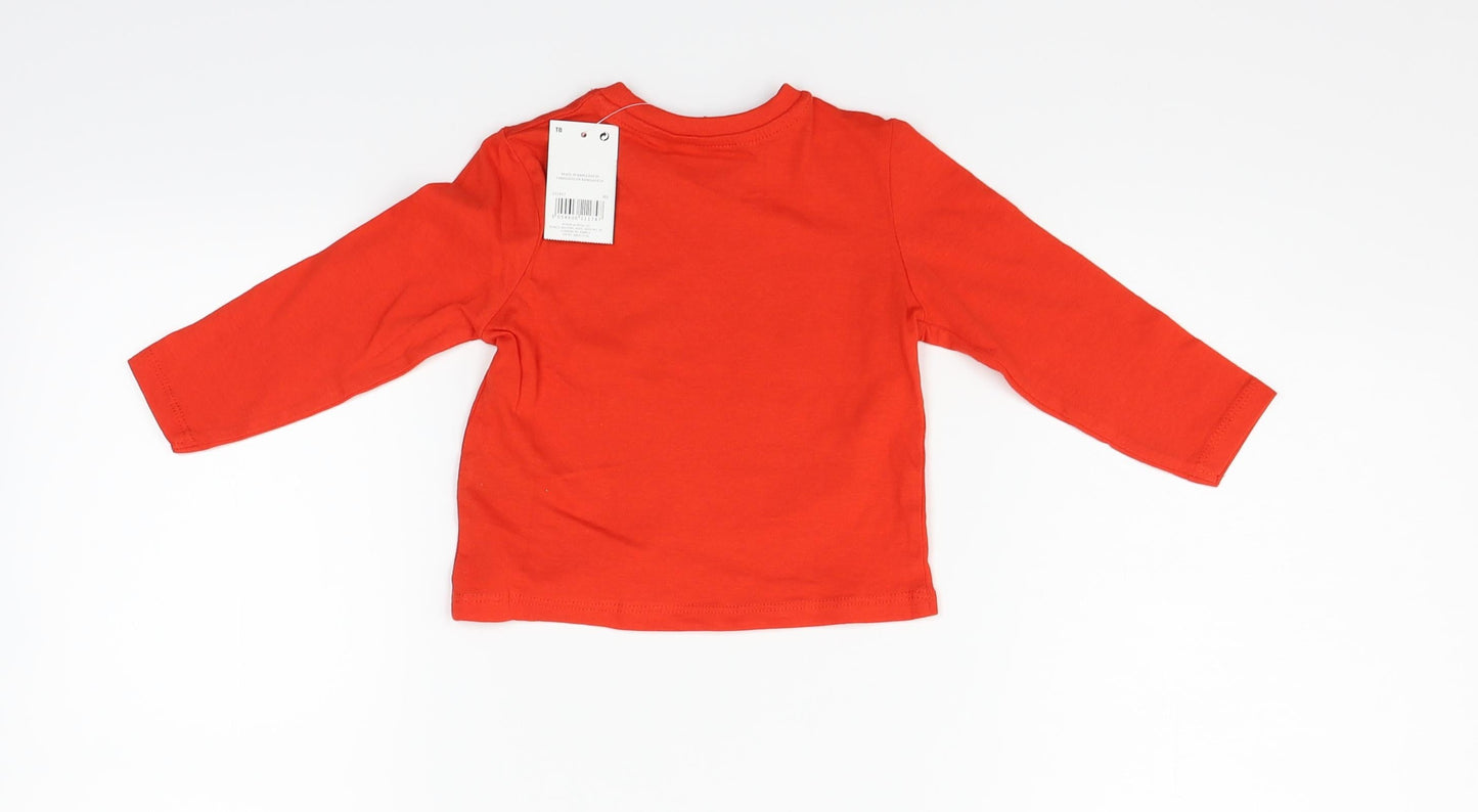 PEP & cO Boys Red   Basic T-Shirt Size 9-12 Months  - game face
