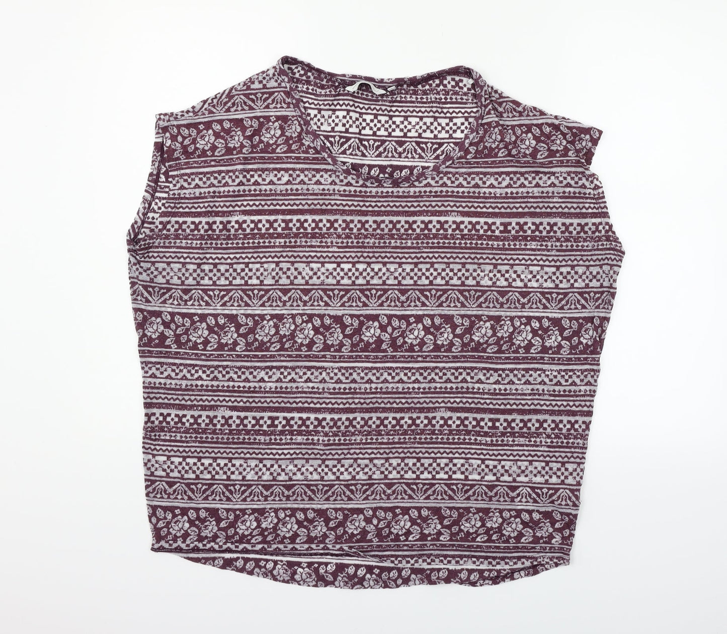 New Look Womens Purple Geometric  Basic T-Shirt Size 16