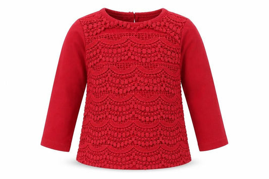 F&F Baby Red   Pullover T-Shirt Size 6-9 Months  - Back Button Up, front layered