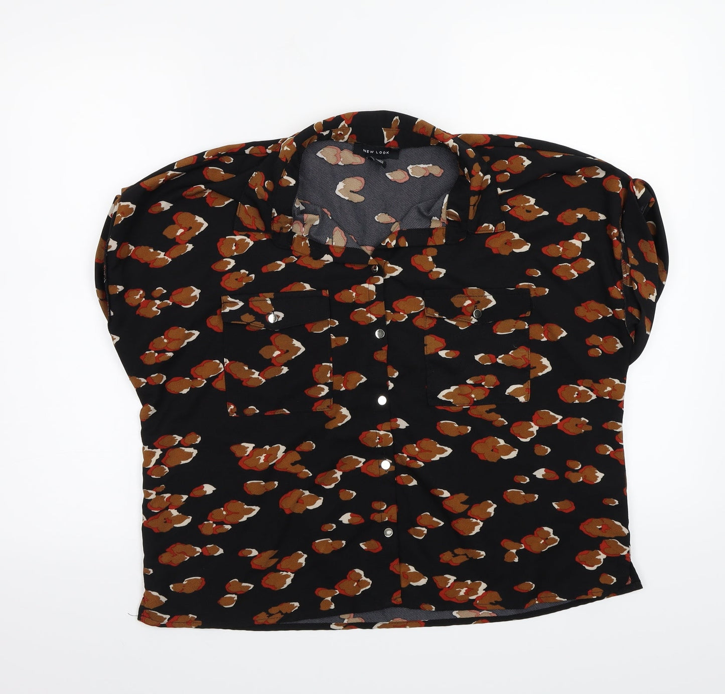 Newlook Womens Black Animal Print  Basic Button-Up Size 14