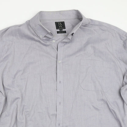 Preloved T&W Mens Grey    Button-Up Size 18 - Detail