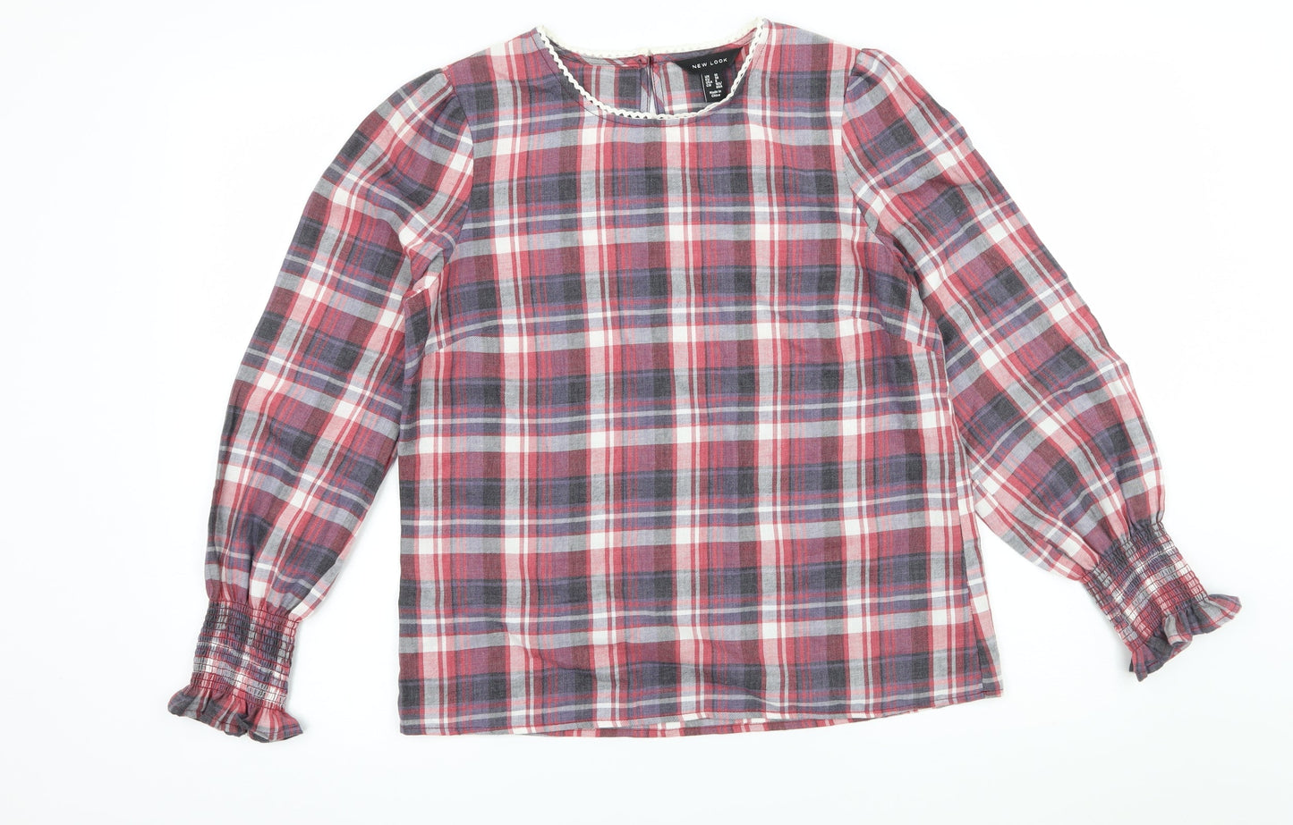 New Look Womens Pink Plaid  Basic Blouse Size 10