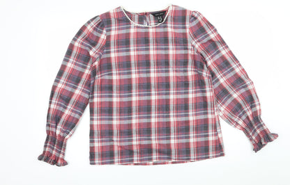 Preloved New Look Womens Pink Plaid  Basic Blouse Size 10 - Front