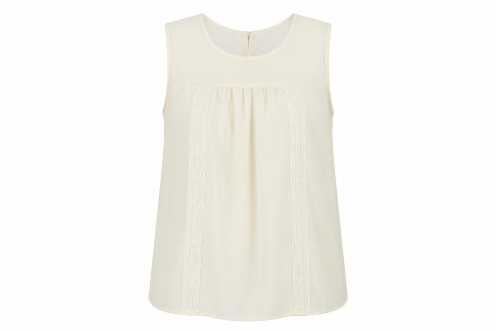 Topsho Womens Ivory  Chiffon Basic Blouse Size 12