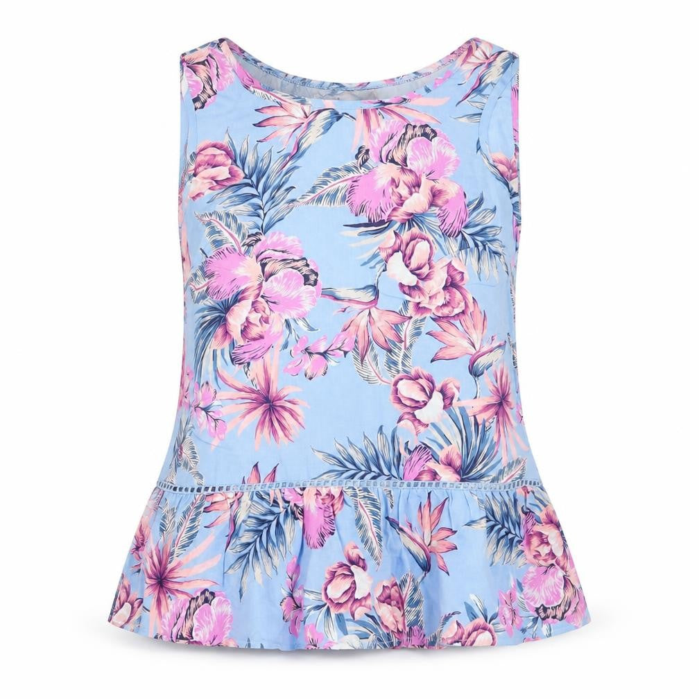 F&F Womens Blue Floral  Basic Blouse Size 6